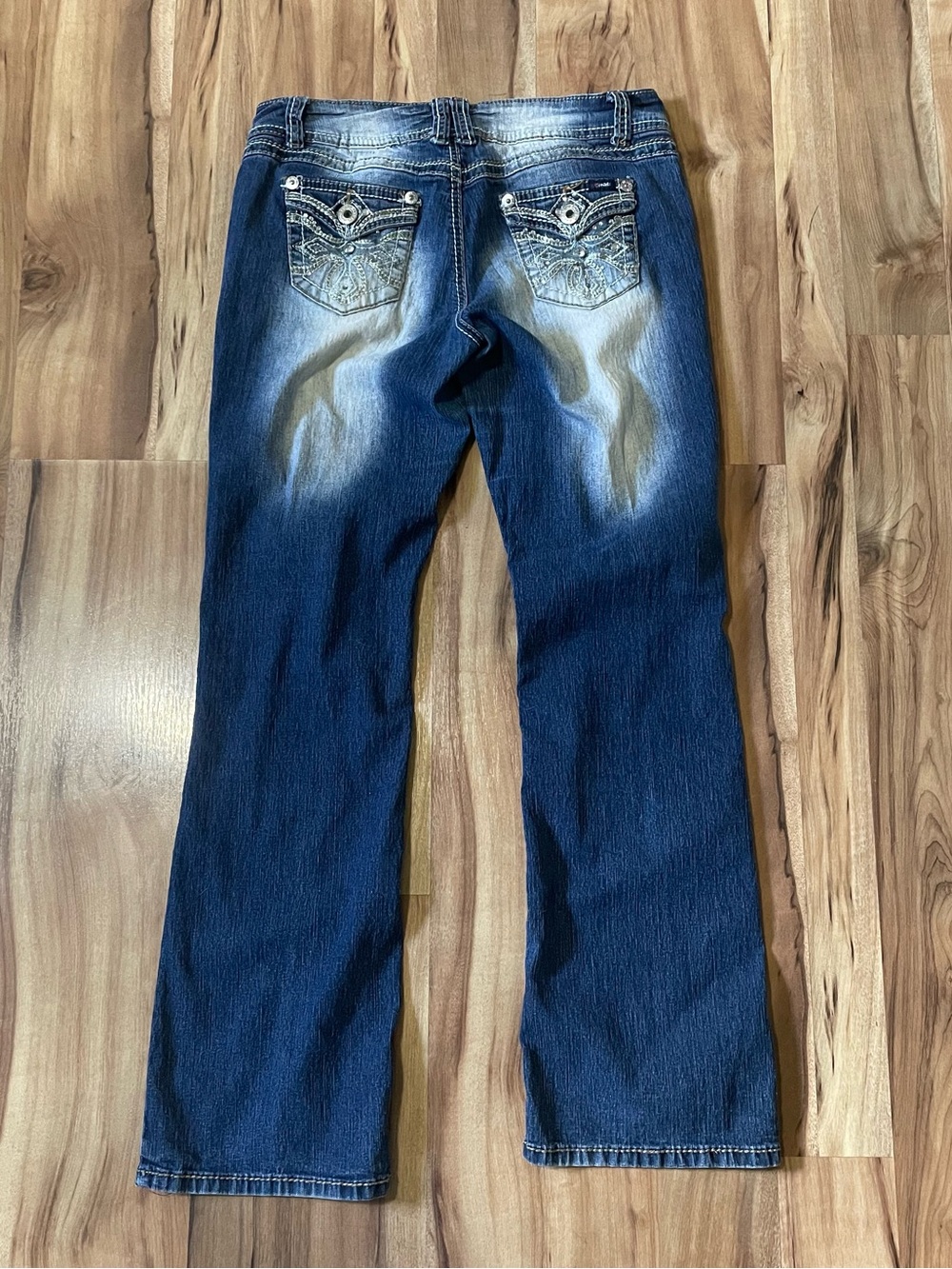VTG Angels Jeans 2000s Y2K Bootcut Embellished Rhinestone Pocket Flare 11